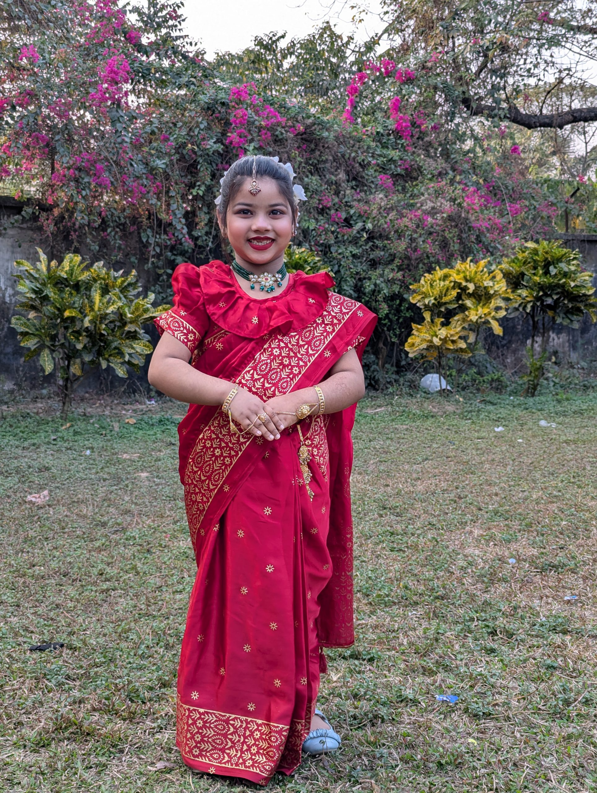 বুধুয়া রেডি শাড়ি লাল-015 - Image 2