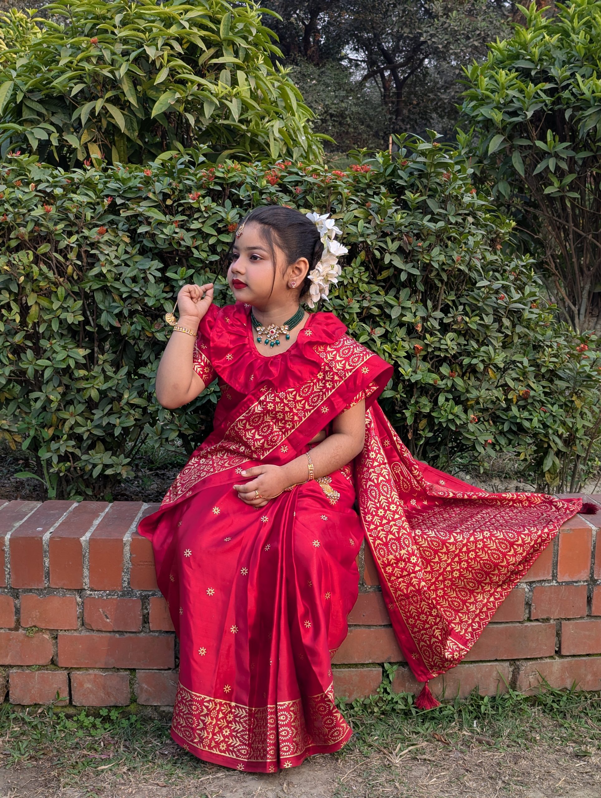 বুধুয়া রেডি শাড়ি লাল-015 - Image 3