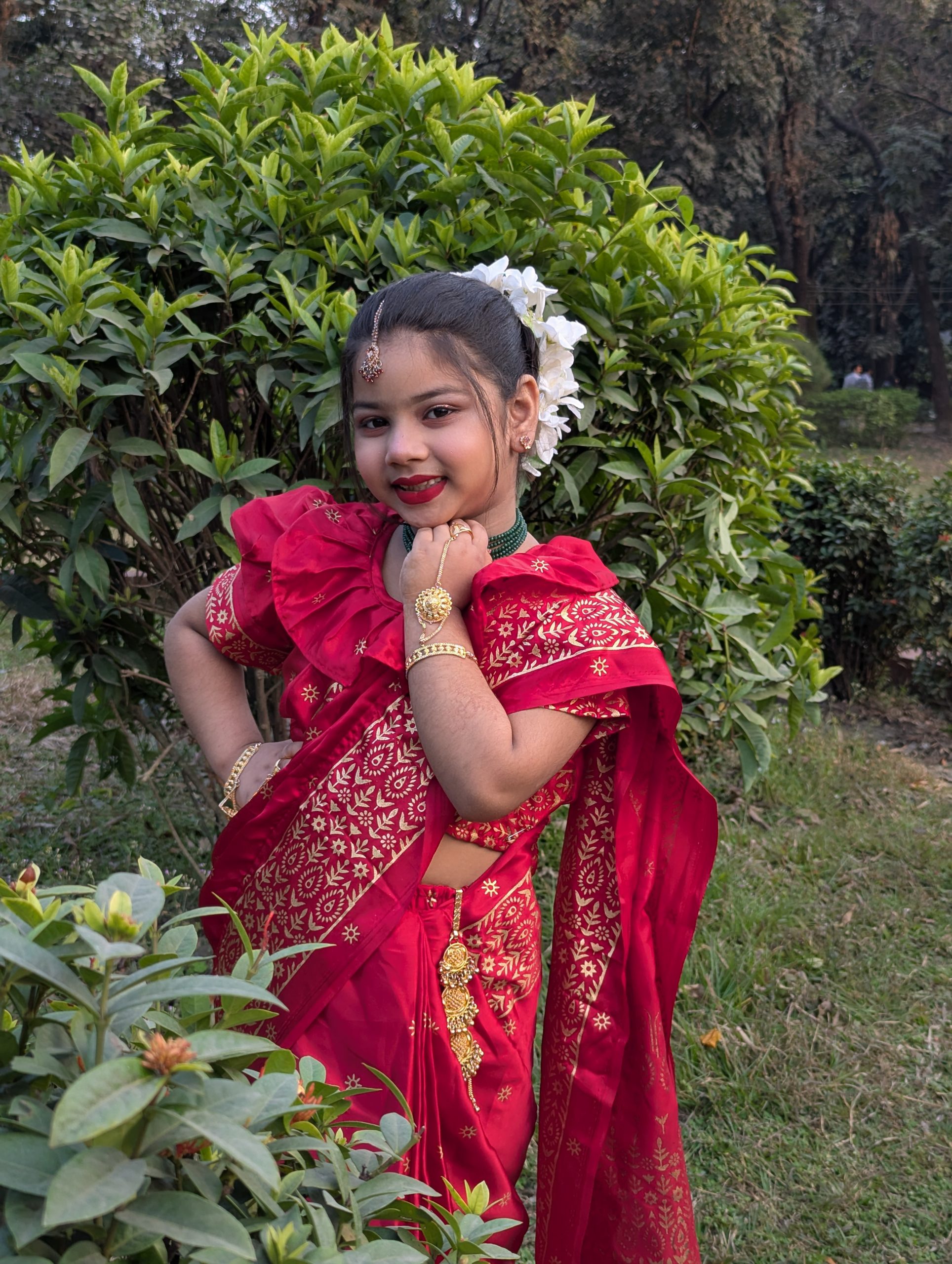 বুধুয়া রেডি শাড়ি লাল-015