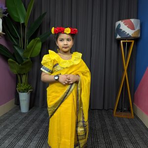 পিউর সুতি রেডি শাড়ি হলুদ-014