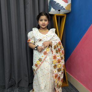 জবা সুতি প্রিন্ট রেডি শাড়ি -012